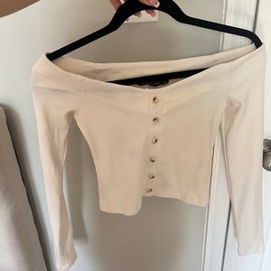 Elegant Cream Off-Shoulder Top